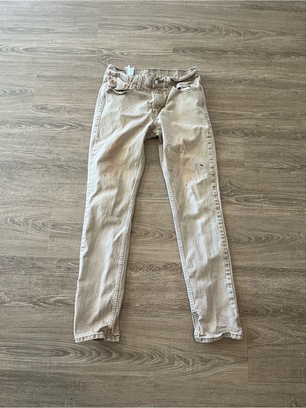 Levi’s 511 Slim Khaki Jeans Mens 32x34 Beige Stretch Denim Distressed Pants